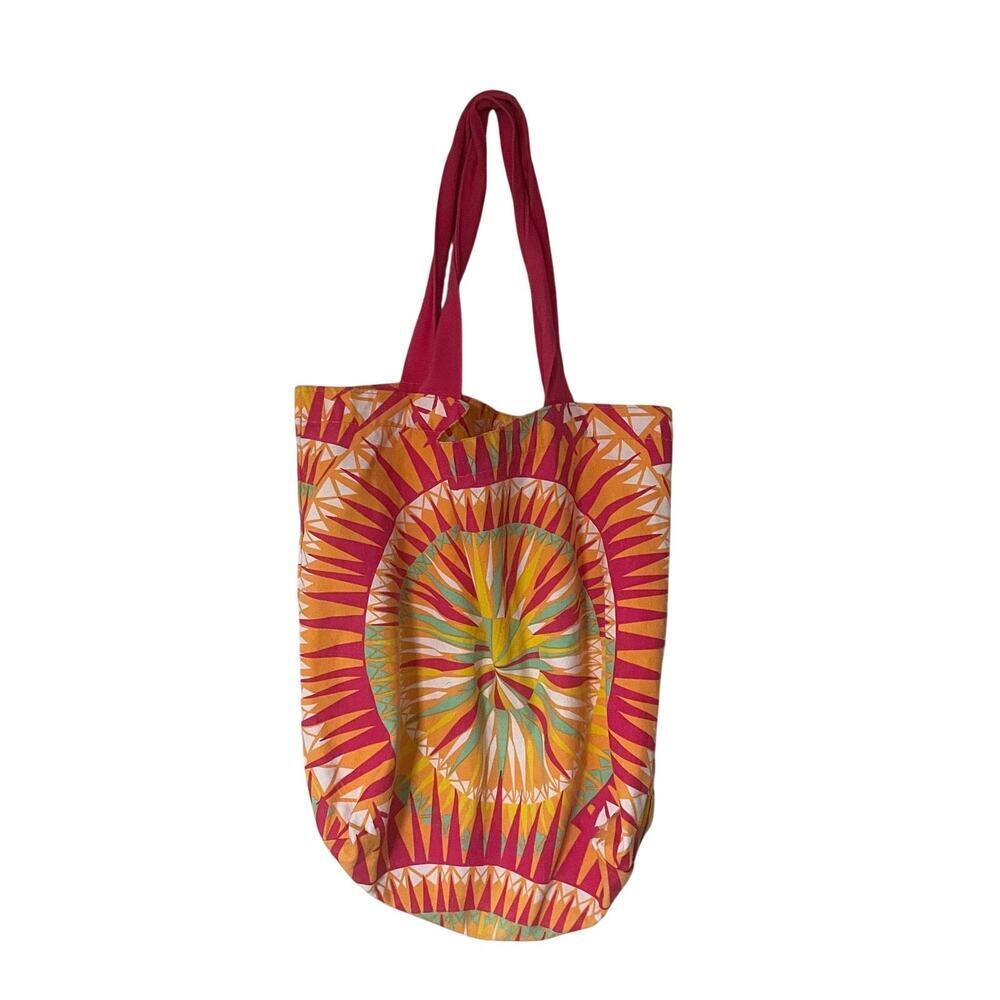 Mara Hoffman for TIGI Tropical Print Canvas Tote Bag Orange Pink Sunburst